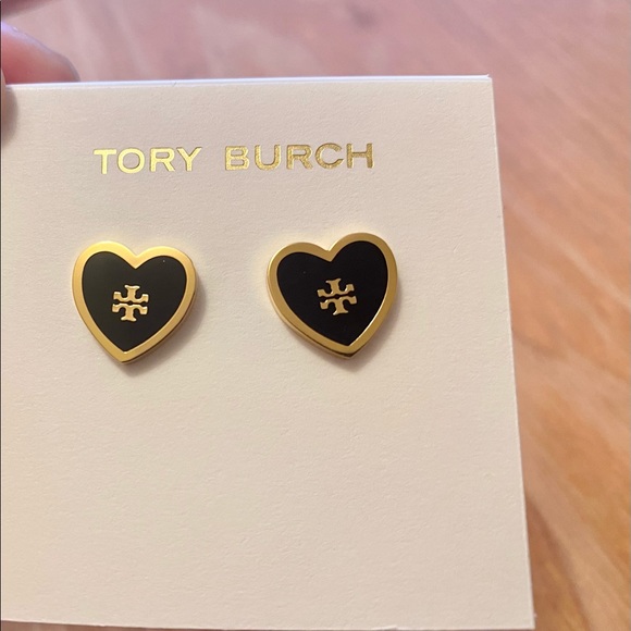 Tory Burch Jewelry Heart Stud NWT Black Earrings - Picture 4 of 7